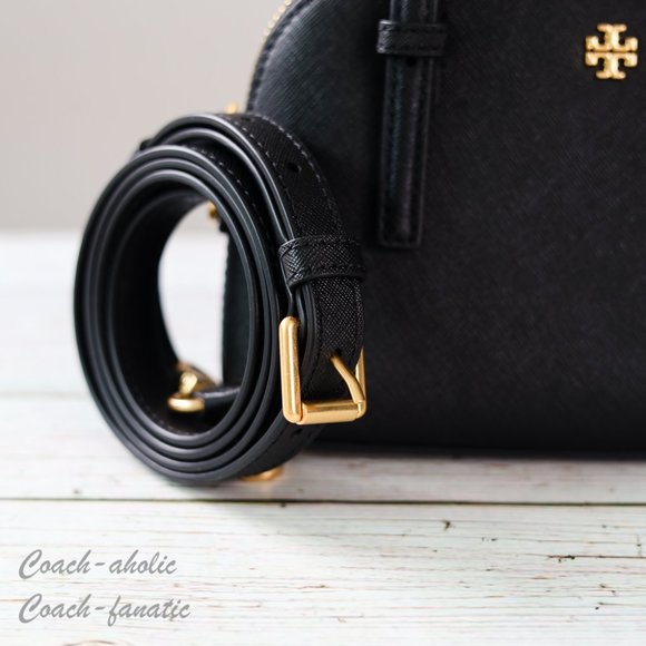 Tory Burch 149694 Emerson Dome Satchel Saffiano Leather Crossbody in Black - Picture 5 of 12